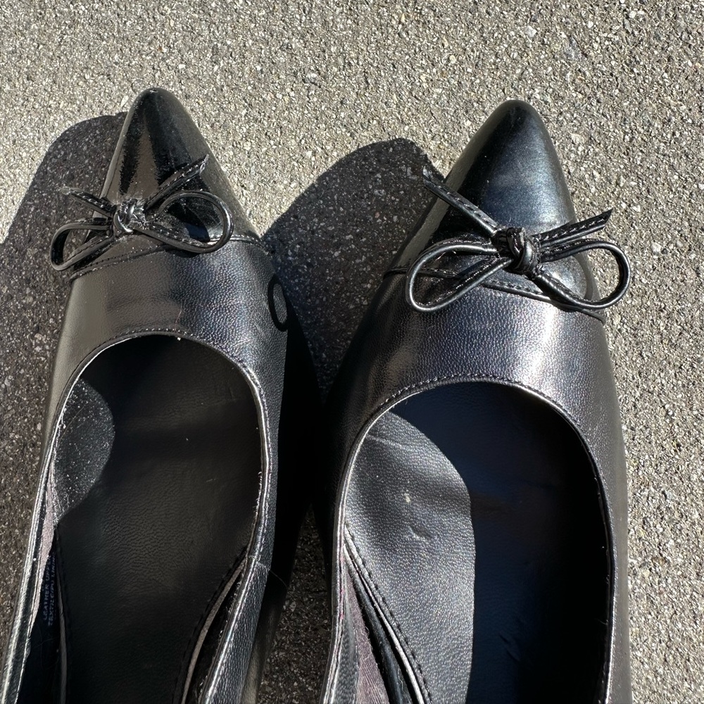 Ralph Lauren Leather Bow Sling Back Kitten Heels - Picture 12 of 12